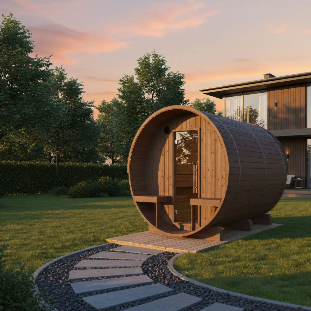 Finnish Barrel Sauna Turku — 6-Person with Terrace