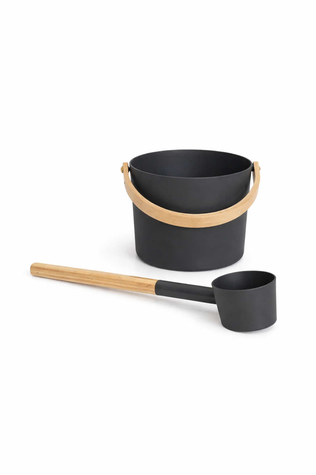 Sauna Pail And Ladle Set - Black