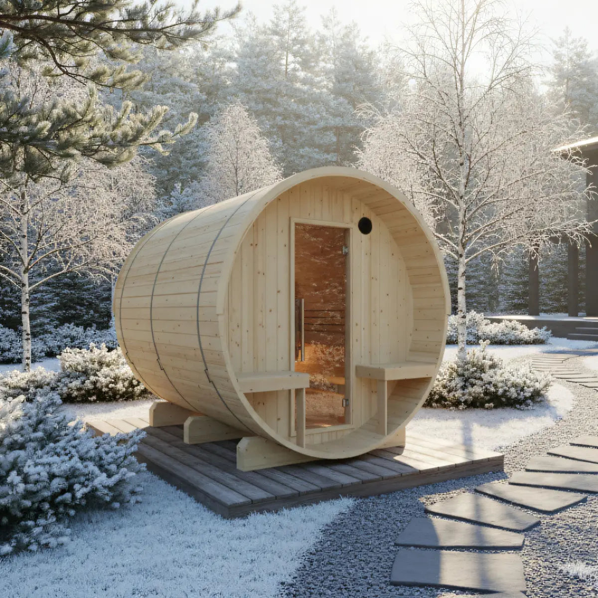 Finnish Barrel Sauna Turku — 6-Person with Terrace