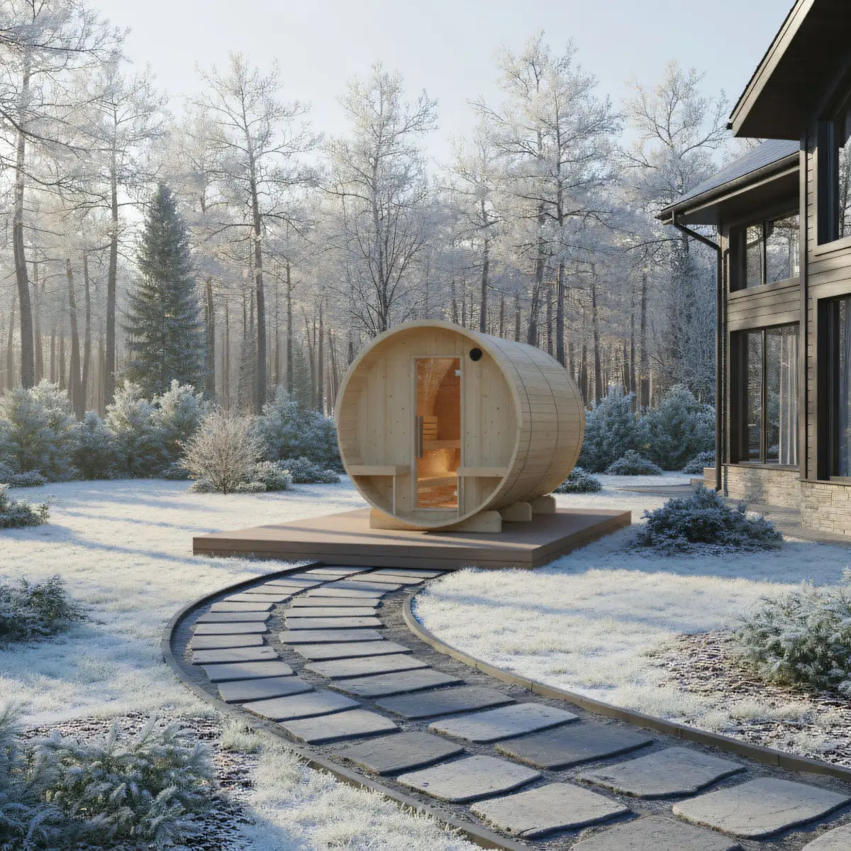 Finnish Barrel Sauna Turku — 6-Person with Terrace